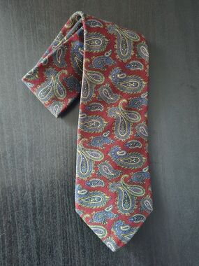Harry Rosen Mens Red Paisley Wool Tie